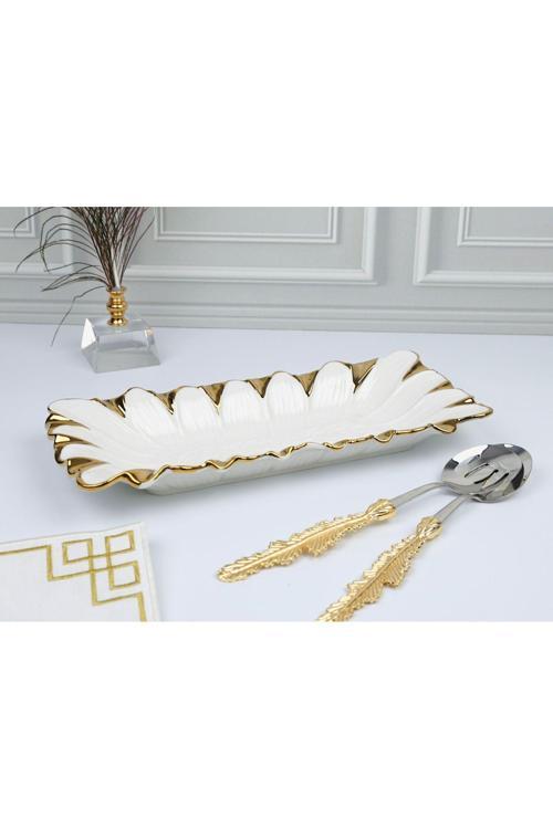 Flora Gold Dik.Derin Sunum Tabak 33*13*4 Cm