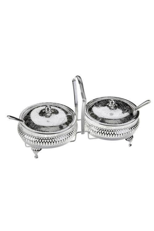 Queen Anne Qa 6 2'Li Kaşıklı Kapaklı Sosluk Gümüş 25*12*15 Cm
