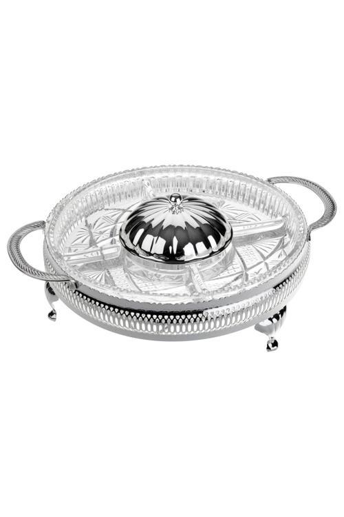 Queen Anne Qa 139 Kulplu Kapaklı Bölmeli Çerezlik Gümüş 25 Cm