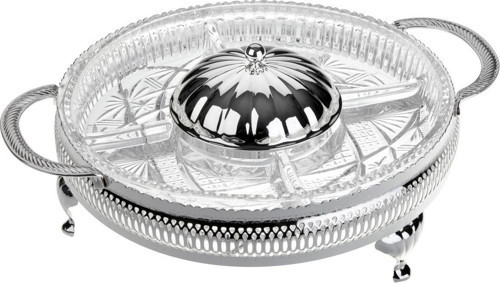 Queen Anne Qa 139 Kulplu Kapaklı Bölmeli Çerezlik Gümüş 25 Cm