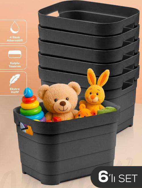 6'lı 5 Litre Saklama Kutusu Antrasit