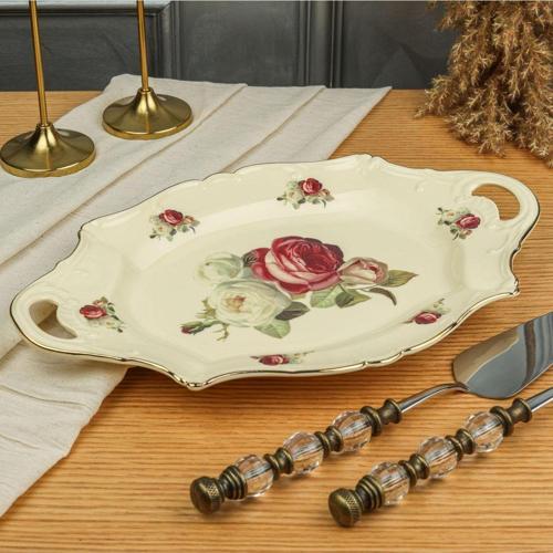 Rose 36 Cm Kulplu Sunum Tabak