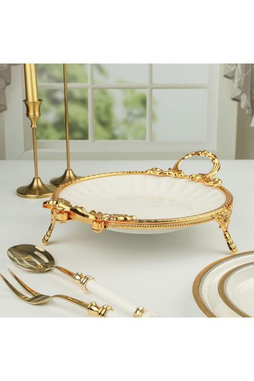 Royking Elegance Yuvarlak Sunum Tabak Gold 36Cm Pcl 027