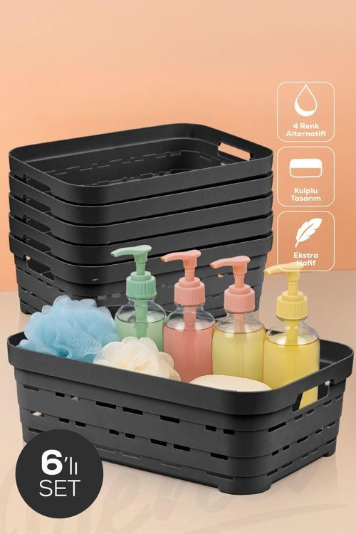 6'lı 8,2 Litre Delikli Saklama Kutusu Antrasit