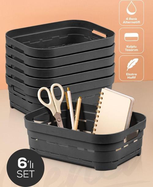 6'lı 2,8 Litre Delikli Saklama Kutusu Antrasit