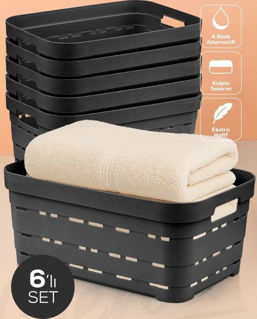 6'lı 10,8 Litre Delikli Saklama Kutusu Antrasit