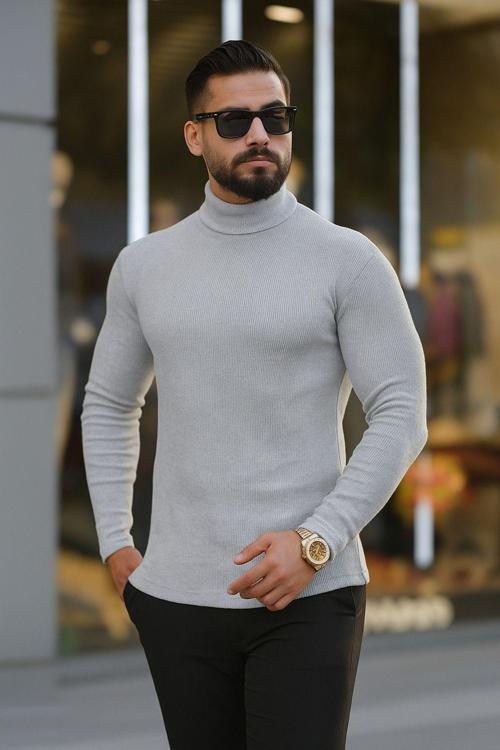 Erkek Boğazlı Slim Fit Kazak