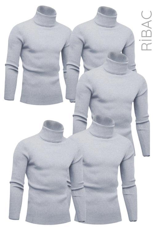 5'Li Unisex Likralı Boğazlı Kazak
