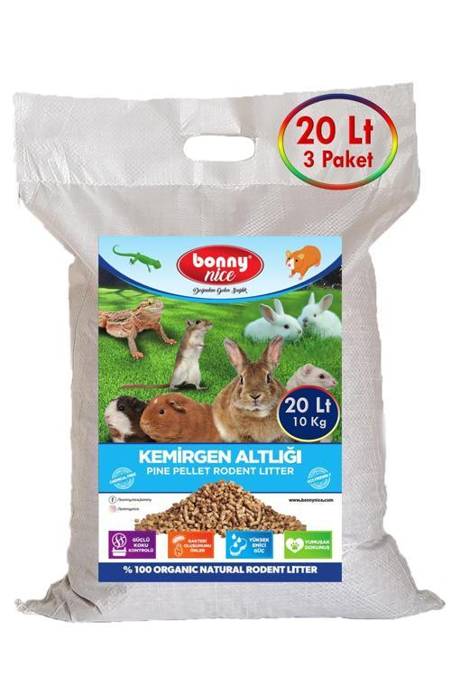  Bonny Nice Doğal Çam Pelet Hamster Kafes Altlığı 10 Kg 20 Lt (3 Adet)