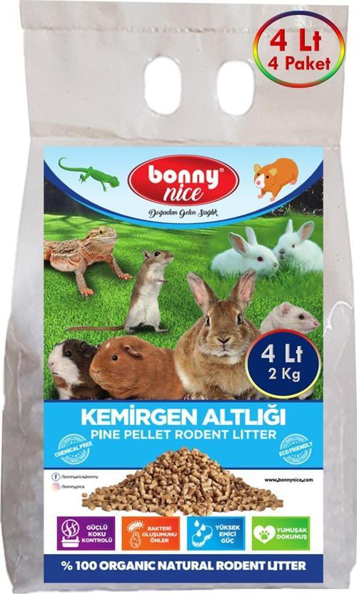  Bonny Nice Doğal Çam Pelet Hamster Kafes Altlığı 2 Kg 4 Lt (4 Adet)