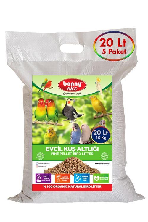 Doğal Kuş Kumu Çam Pelet Kanarya Kuş Kafes Altlığı 10 Kg 20 Lt (5 Adet)