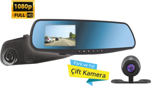 Full HD Araç İçi Yol Kayıt Park Kamerası Dikiz Ayna Piranha 1325
