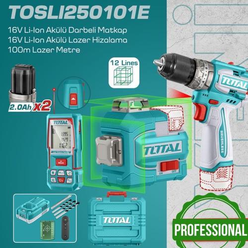 Akülü Set - Darbeli Matkap - Lazer Hizalama - Lazermetre - TOSLI250101E