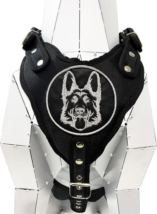 Siyah K9 Alman Kurdu Köpek Göğüs Tasması Göğüslük Tasma