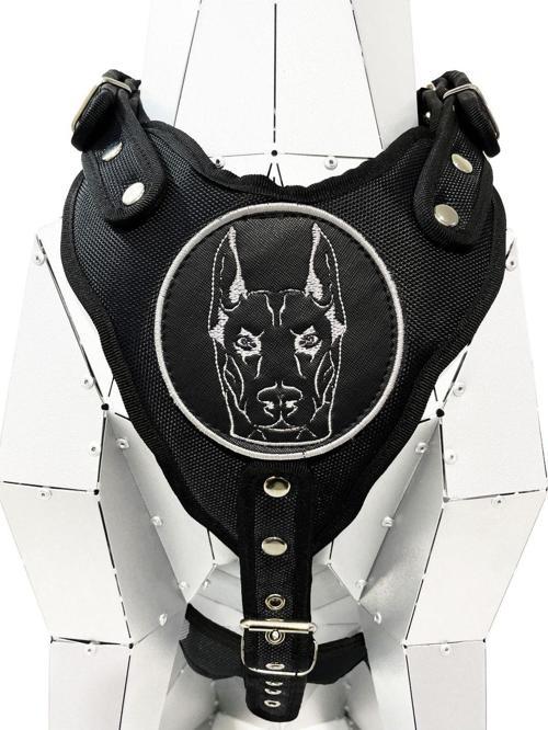 Siyah Doberman Köpek Göğüs Tasması Göğüslük Tasma
