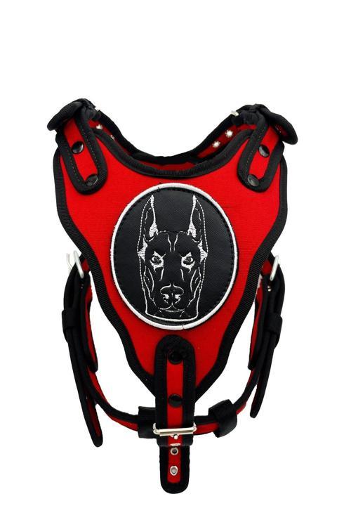 Kırmızı Doberman Köpek Göğüs Tasması Göğüslük Tasma