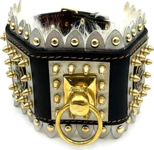 Siyah Özel Tasarım Yumuşak Dokulu Pirinç Döküm Köpek Tasması