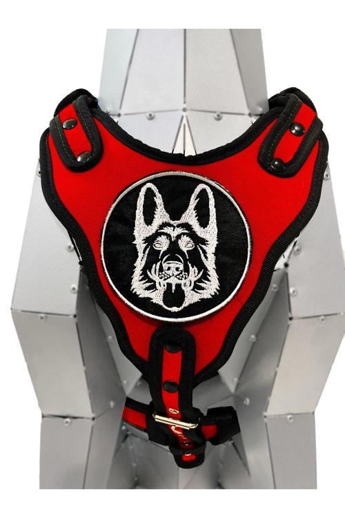 Kırmızı K9 Alman Kurdu Köpek Göğüs Tasması Göğüslük Tasma