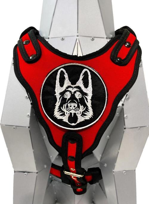 Kırmızı K9 Alman Kurdu Köpek Göğüs Tasması Göğüslük Tasma