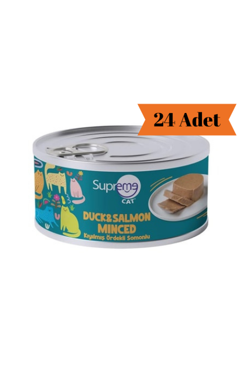 Cat Kıyılmış Ördekli ve Somonlu Yetişkin Kedi Konservesi 85Gr x 24 Adet