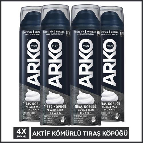 Men Temizleme Etkili Aktif Kömürlü Tıraş Köpüğü Black 4x200 Ml