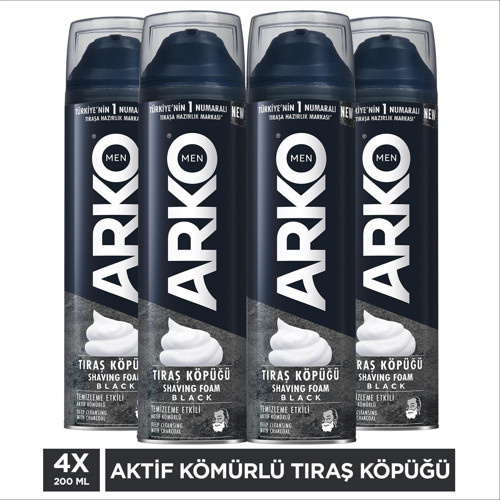 Men Temizleme Etkili Aktif Kömürlü Tıraş Köpüğü Black 4x200 Ml