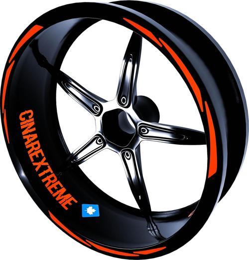 3 Parça Tasarımlı Floresan Turuncu Jant Şeridi Sticker Çınar Extreme 