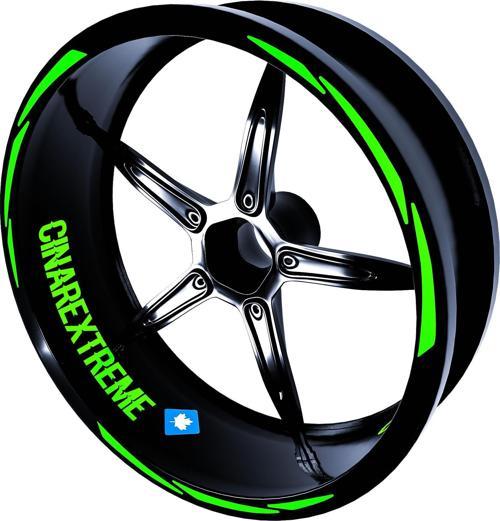 3 Parça Tasarımlı Floresan Yeşil Jant Şeridi Sticker Çınar Extreme 