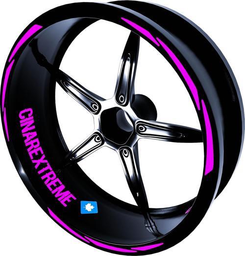3 Parça Tasarımlı Gül Pembesi Jant Şeridi Sticker Çınar Extreme 