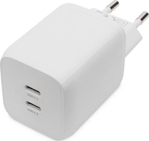 DIGITUS USB-C Mini charger, 2-Port, 65W 2x USB-C, 45W+20W, white