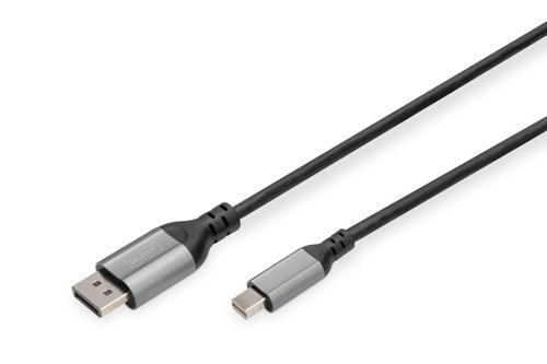 DIGITUS 8K DisplayPort Adapter Cable, Mini DP to DP  M/M, 2.0m, Alu Housing, UHD 8K, DP 1.4, bl