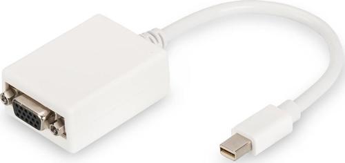 Digitus DisplayPort Adaptör Kablosu, Tip mini DP Erkek &lt;-&gt; HD15 Dişi, 0.15 metre, Full HD, DP 1.1a, beyaz renk&lt;br&gt;
Digitus DisplayPort Adapter Cable, Type mini DP - HD15 M/F, 0.15m, Full H