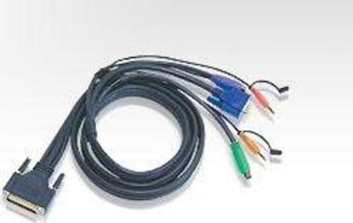 PS/2 KVM (Keyboard/Video Monitor/Mouse) Switch İçin Kablo, 3 metre, 1 x DB-25 erkek &lt;-&gt; 1 x Monitör 15 pin HDB erkek, 1 x Klavye 6 pin Mini-Din erkek, 1 x Mouse 6 pin Mini-Din erkek, 2 x Audio y