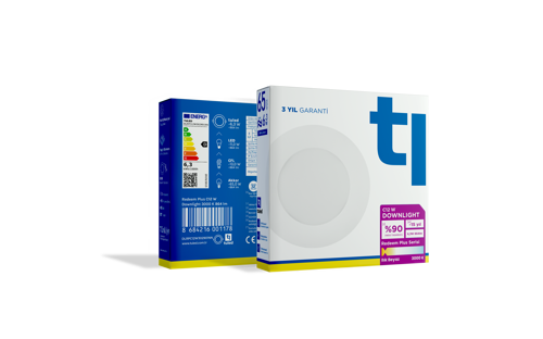 Redeem Plus C12W Downlight, Titreşimsiz, Göz Konforu, Tekli, Ilık Beyaz, 3000 Kelvin