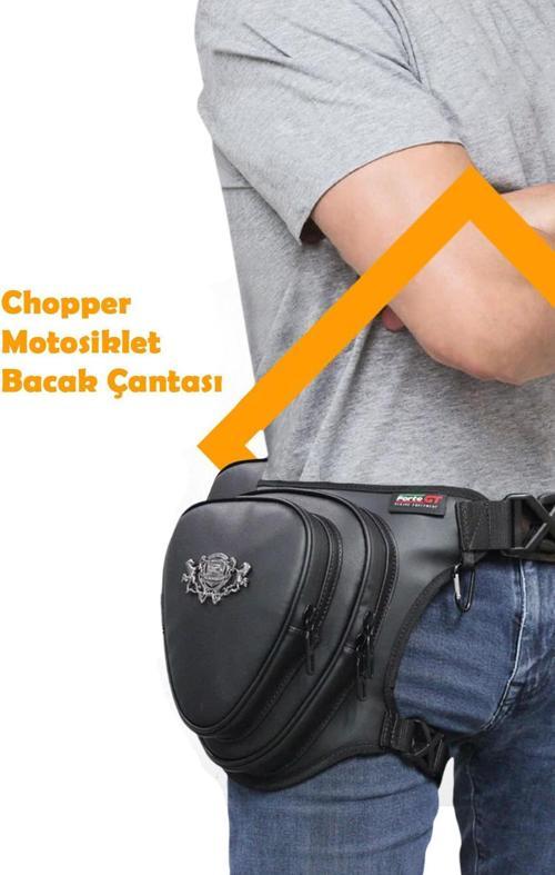 Forte Gt TEX 45 Chopper Bacak Çantası Suni Deri Çanta Motosiklet Bacak Ve Bel Çantası