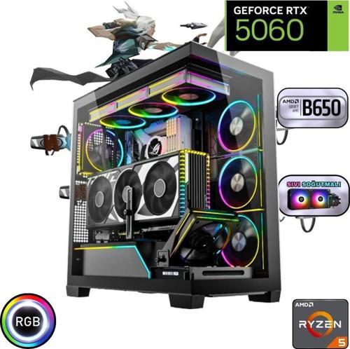 Ryzen 5 7500F 32GB Ddr5 1tb SSD Rtx 5060 B650 Anakart 240MM Sıvı Soğutma Oyuncu Bilgisayarı