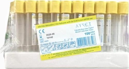 Vakumlu Jelli Boş Tüp 8 ML (Sarı Kapak) 100'lü Paket