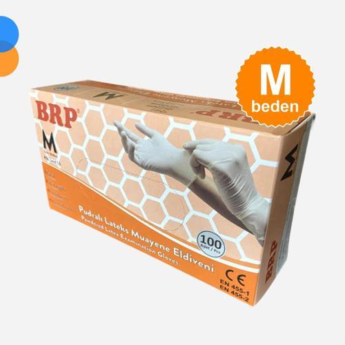 Lateks Pudralı Eldiven Medium (M) 100'lü Kutu