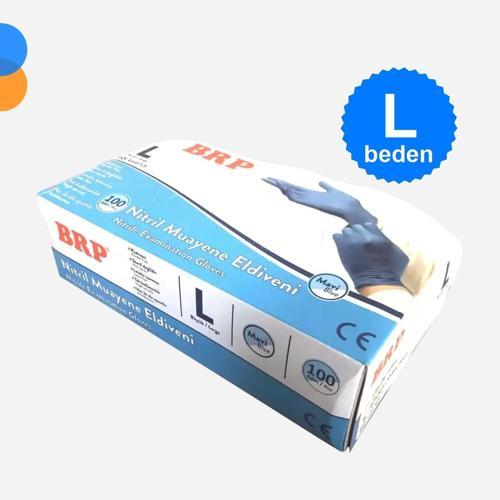 Mavi Muayene Nitril Eldiven Pudrasız Large (L) 100'lü Kutu