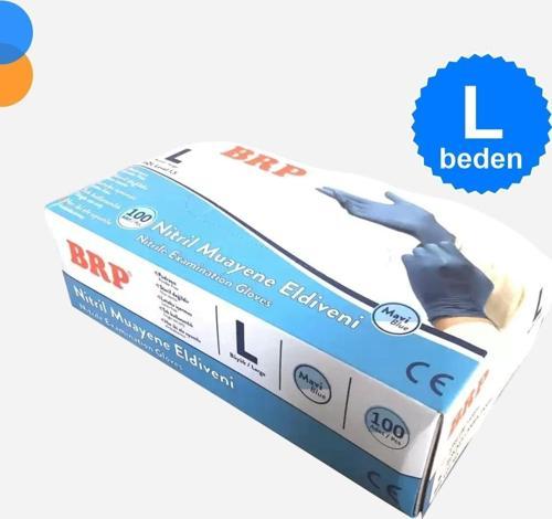 Mavi Muayene Nitril Eldiven Pudrasız Large (L) 100'lü Kutu