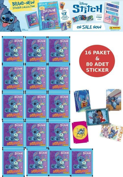 16 Paket Panini Stitch Süper ScrapBook Çıkartma 80 Adet Sticker