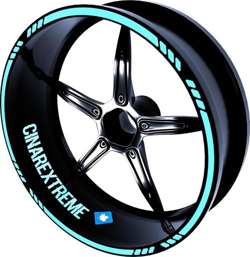 4 Parçalı Kesikli Tasarımlı Nane Yeşili Jant Şeridi Sticker Çınar Extreme 