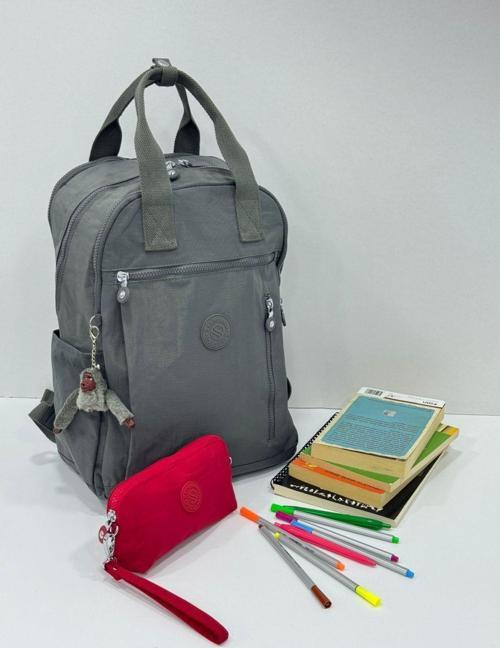 Unisex Suya Dayanıklı Krinkıl Kumaş Sırt Çantası Ve Cüzdan Tipi Askılı Kalemlik