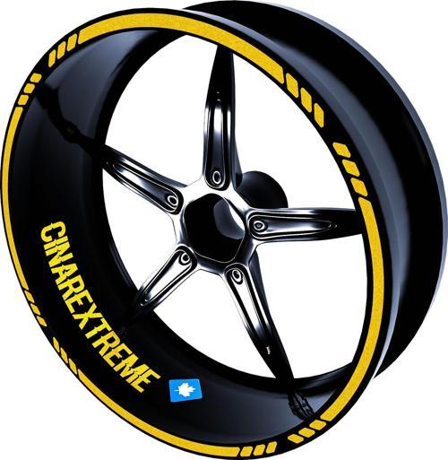 4 Parçalı Kesikli Tasarımlı Reflektif Sarı Jant Şeridi Sticker Çınar Extreme 