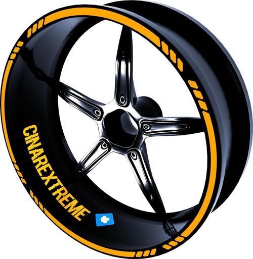 4 Parçalı Kesikli Tasarımlı Taksi Sarısı Jant Şeridi Sticker Çınar Extreme 