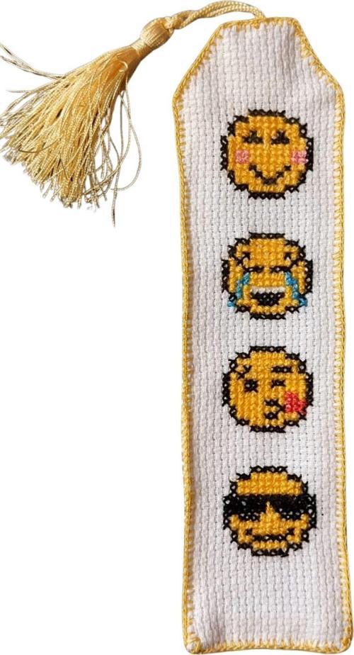 - Sibel 2453 6623 El Yapımı Eğlenceli Emoji Kanaviçe Kitap Ayracı