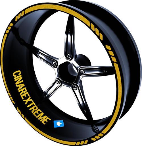 4 Parçalı Kesikli Tasarımlı Yaldızlı Gold Jant Şeridi Sticker Çınar Extreme 