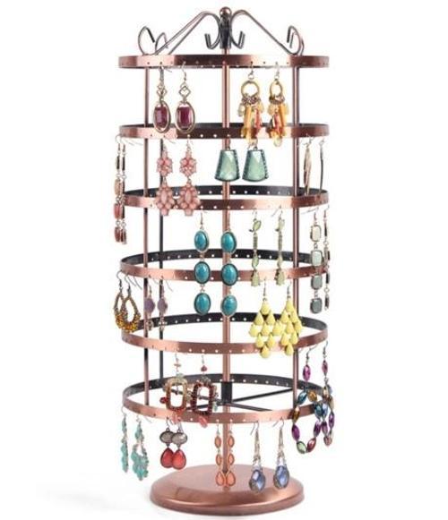 İthal Metal Dönen Yuvarlak Model Bakır Renk 46x16 Cm Küpe Standı