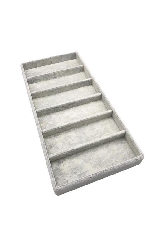 Lefkoşa Model Süet Kumaş Gri Renk 38 Cm / 19 Cm Gözlük Sergileme Çekmece Içi Stand