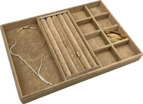 Lizbon Model Süet Kumaş Sütlü Kahve Renk 24/34 Cm Takı Sergileme Standı